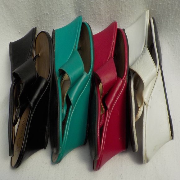 Lot of 4 Pair Vintage Callisto Leather Slip-on Wedge Sandals SZ 8 - Picture 4 of 14